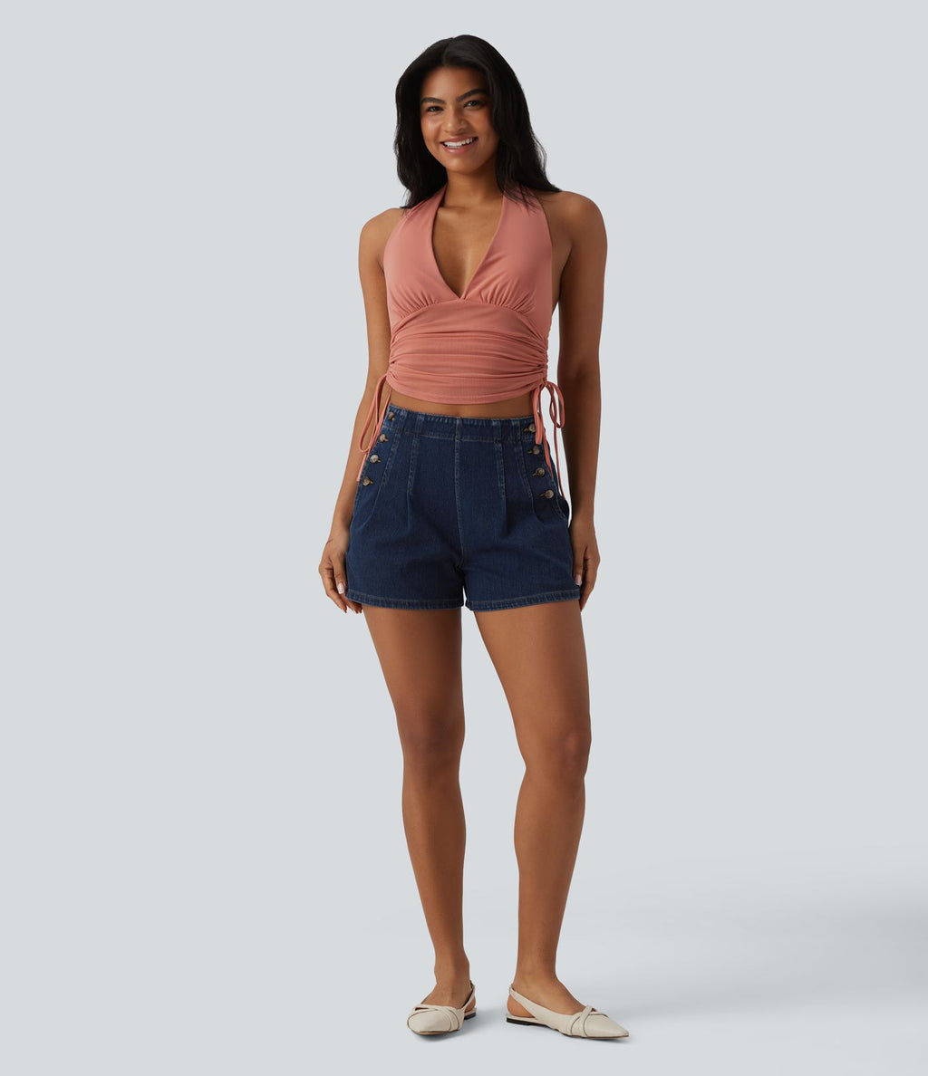 Halara Flex™ Short en denim taille haute 7,5 cm avec poches