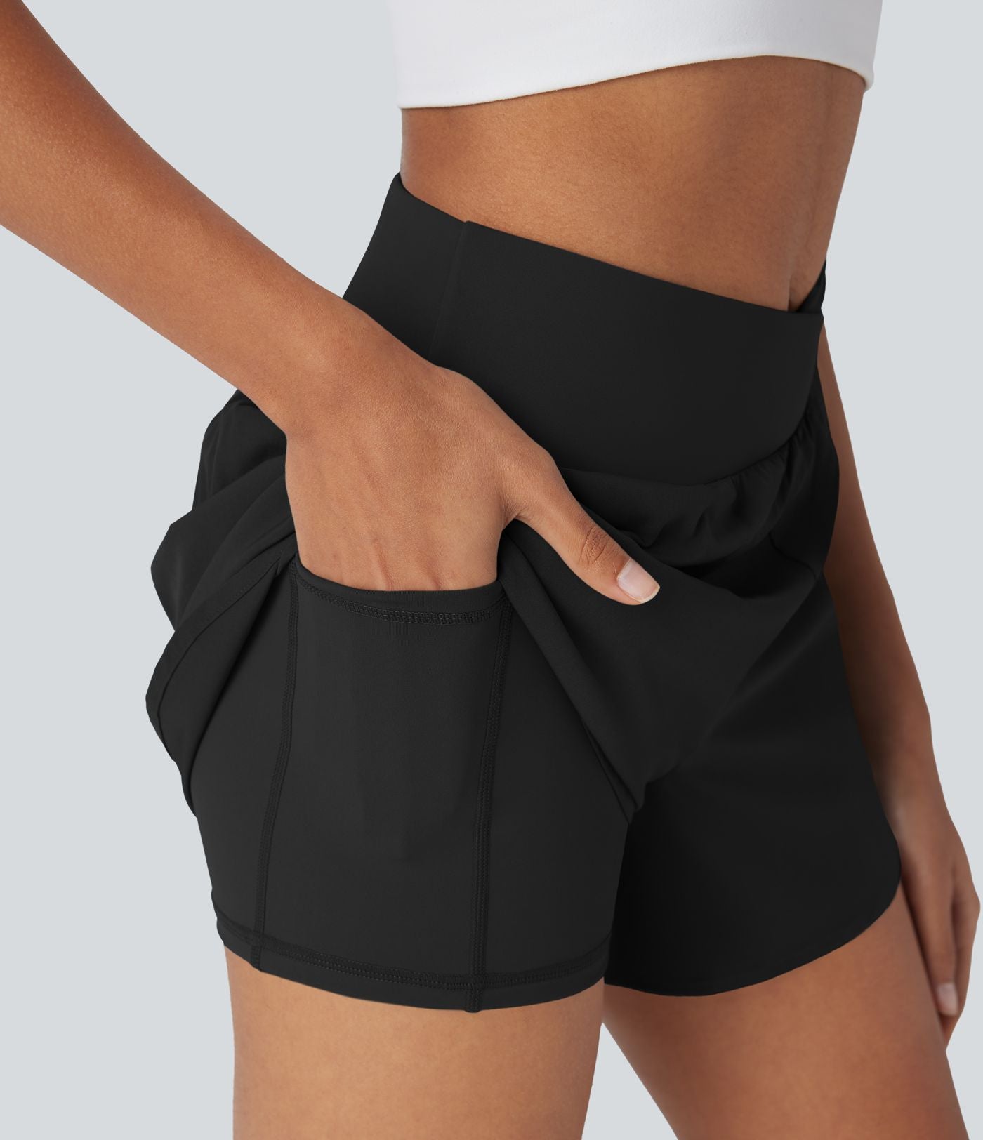 Short yoga 2-en-1 Breezeful™ taille haute croisé séchage rapide avec poches multiples