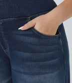 Halara Flex™ Jeans Larges Casual Taille Haute Multiples Poches Lavés Élastiques et Tricotés Grande Taille