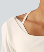 Top de sport yoga SoftlyZero™ Airy 2-en-1 découpe au dos toucher frais