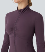 Veste de yoga Halara UltraSculpt™ col montant froncée push-up manches longues à trous pouces avec poches
