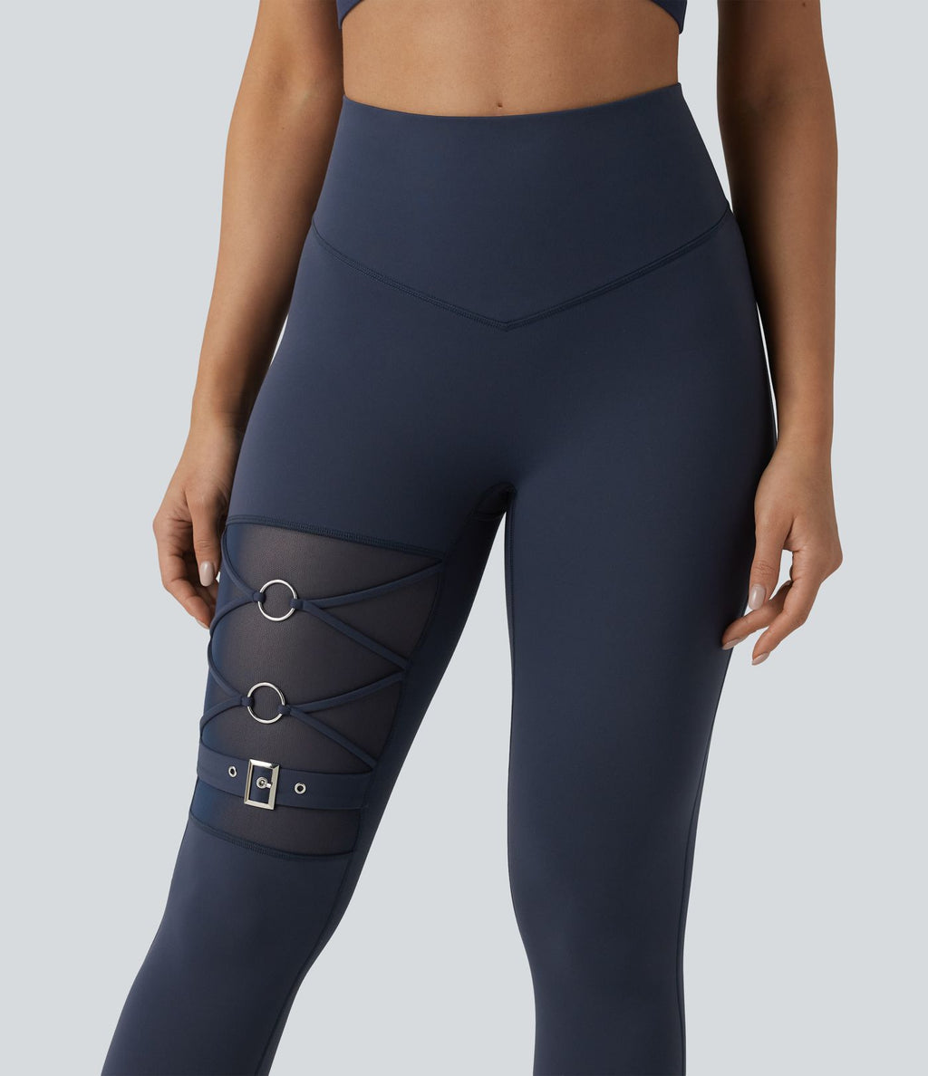 Halara UltraSculpt™ Legging de yoga 7/8 taille haute ventre plat avec maille respirante et boucle