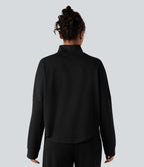 Sweat-shirt oversize col montant asymétrique manches longues