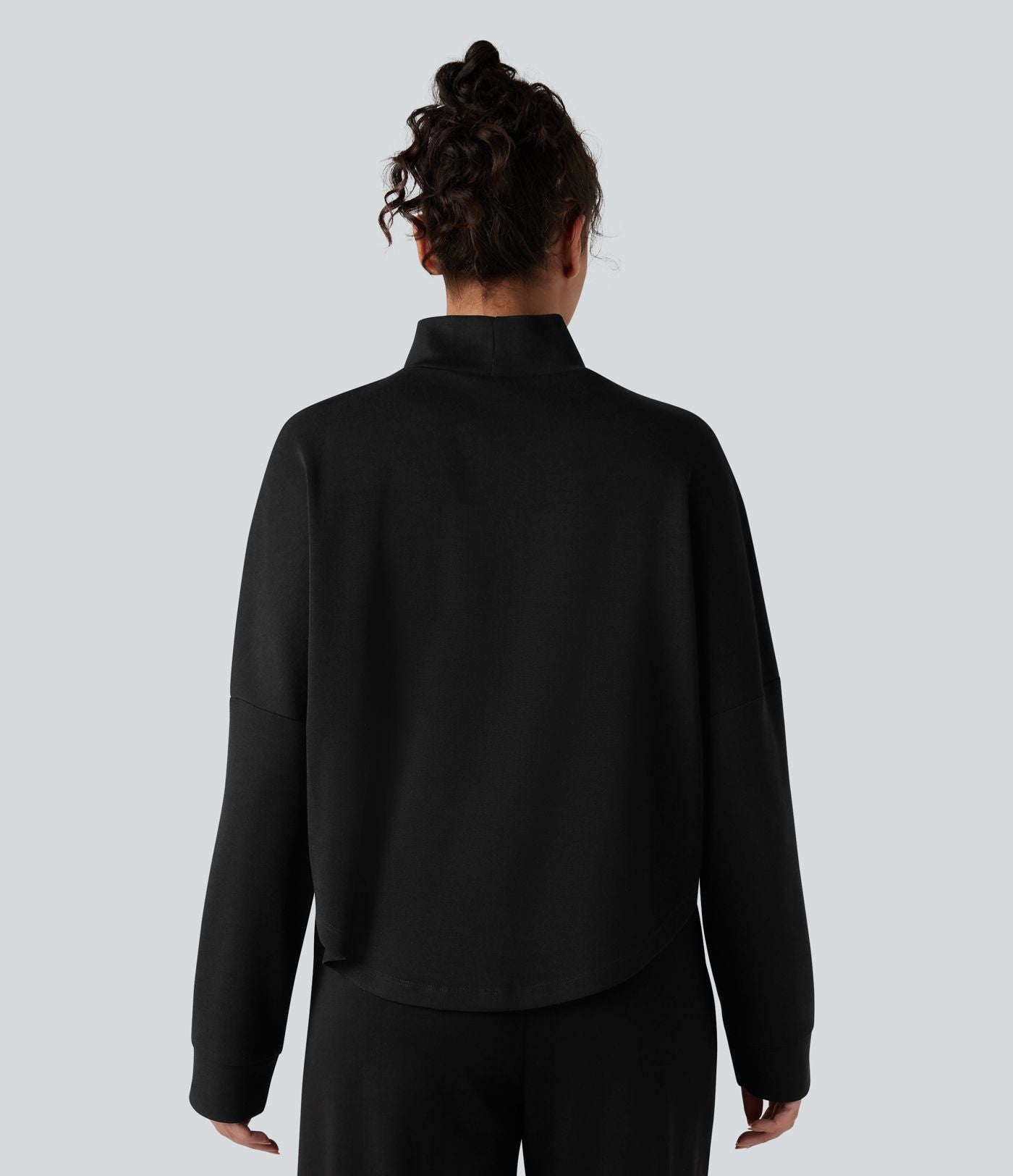 Sweat-shirt oversize col montant asymétrique manches longues