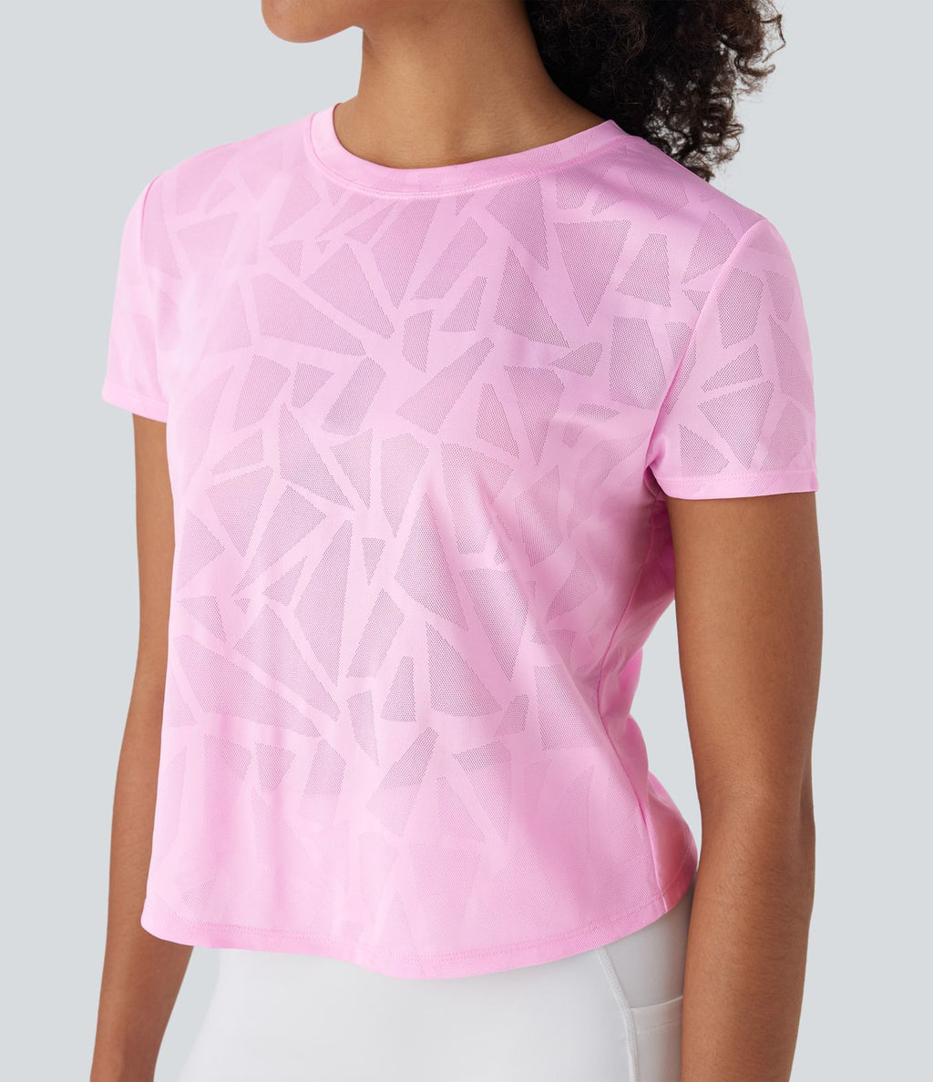 Haut de sport yoga ourlet croisé jacquard sans couture OneForm Seamless Flow