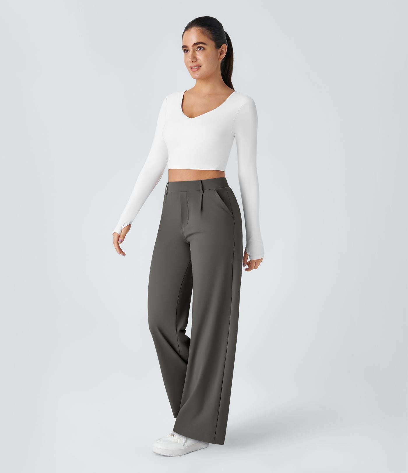 Pantalon tailleur Halara Flex™ DayStretch coupe droite taille haute avec poches