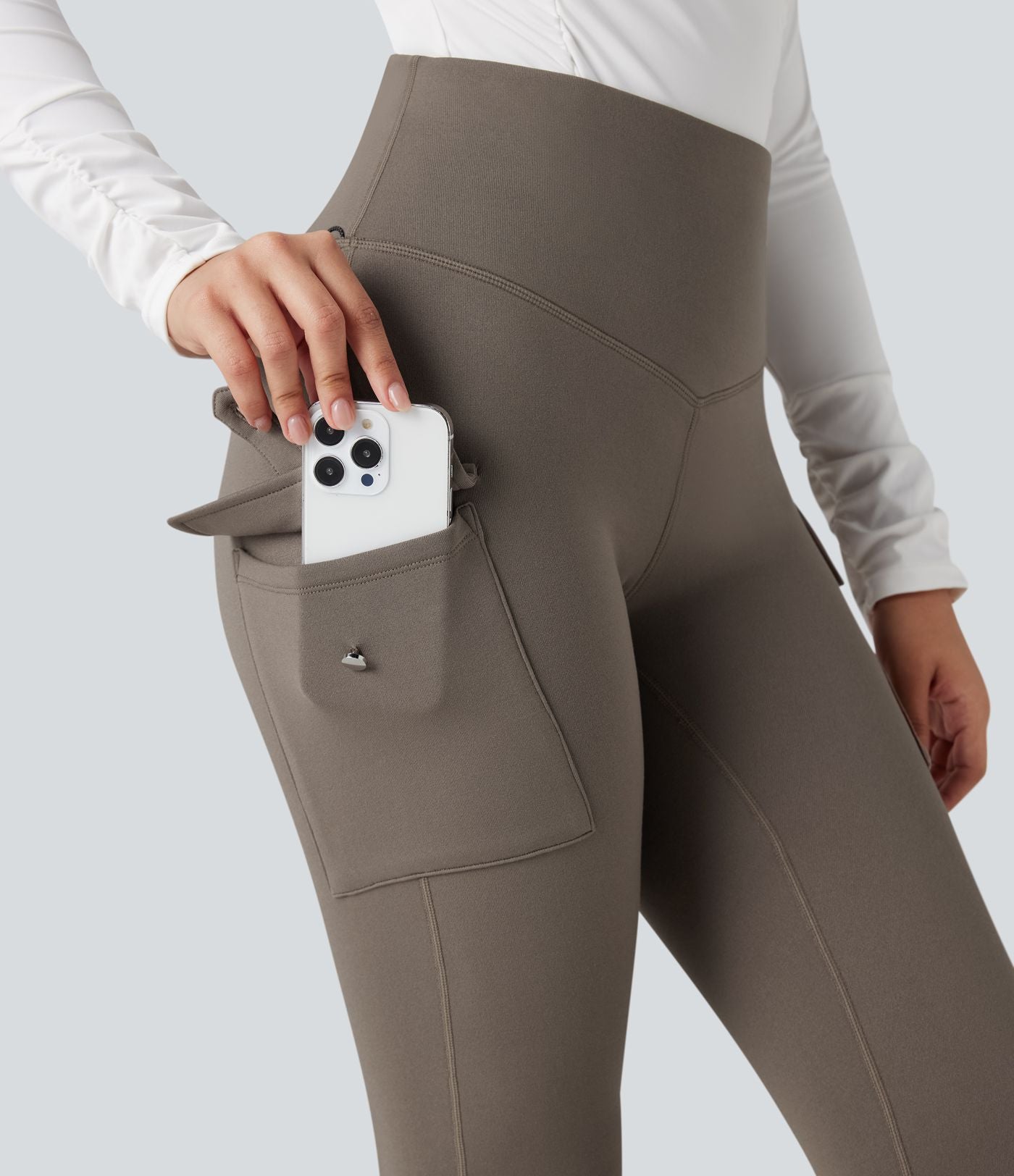 Legging de randonnée polaire gainant taille haute avec poches