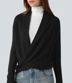 Cardigan drapé manches longues à nœud