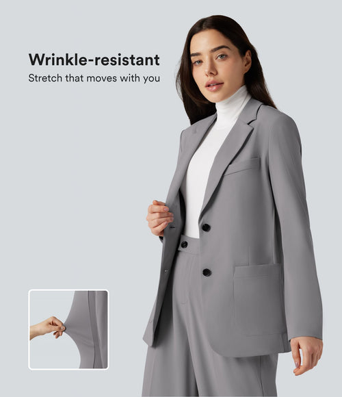 Blazer de travail col cranté infroissable à manches longues Halara Flex™ Suit avec poches