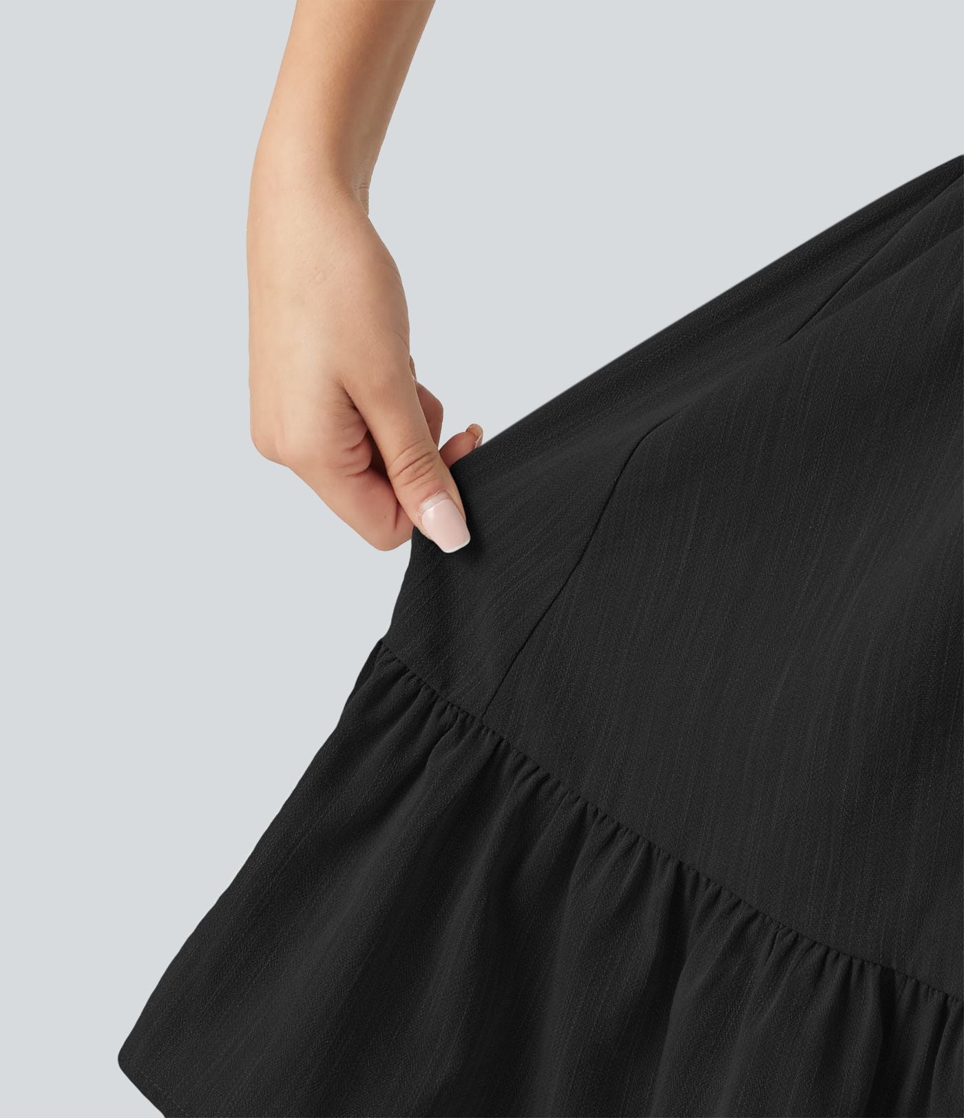 Robe mini à bretelles décontractée fluide aspect lin avec nœud frontal