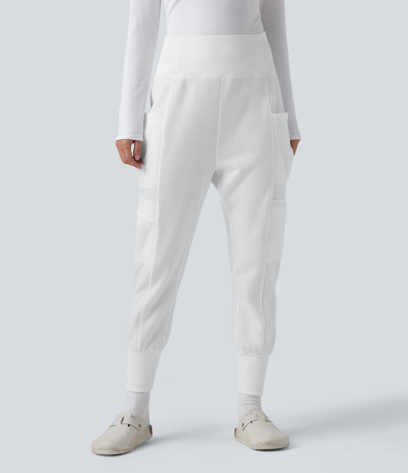 Jogging jogging cargo sarouel en polaire taille haute avec poches multiples