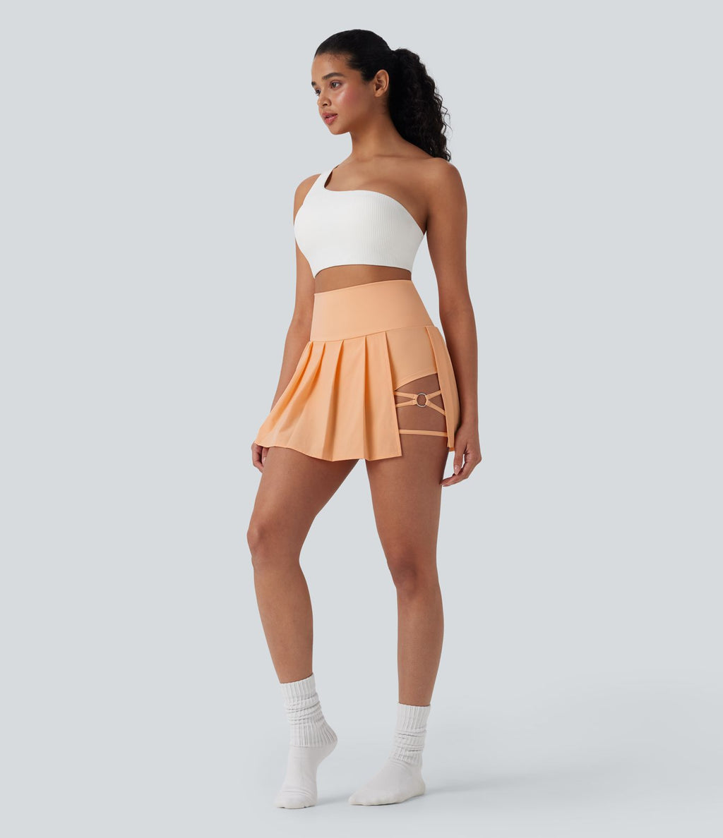 Jupe-short de danse mini Breezeful™ à taille haute, plissée, 2-en-1, avec poches latérales et arrière, ourlet asymétrique et séchage rapide