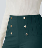 Pantalon tailleur skinny gainant taille haute à chevrons avec poches arrière zippées décoratives