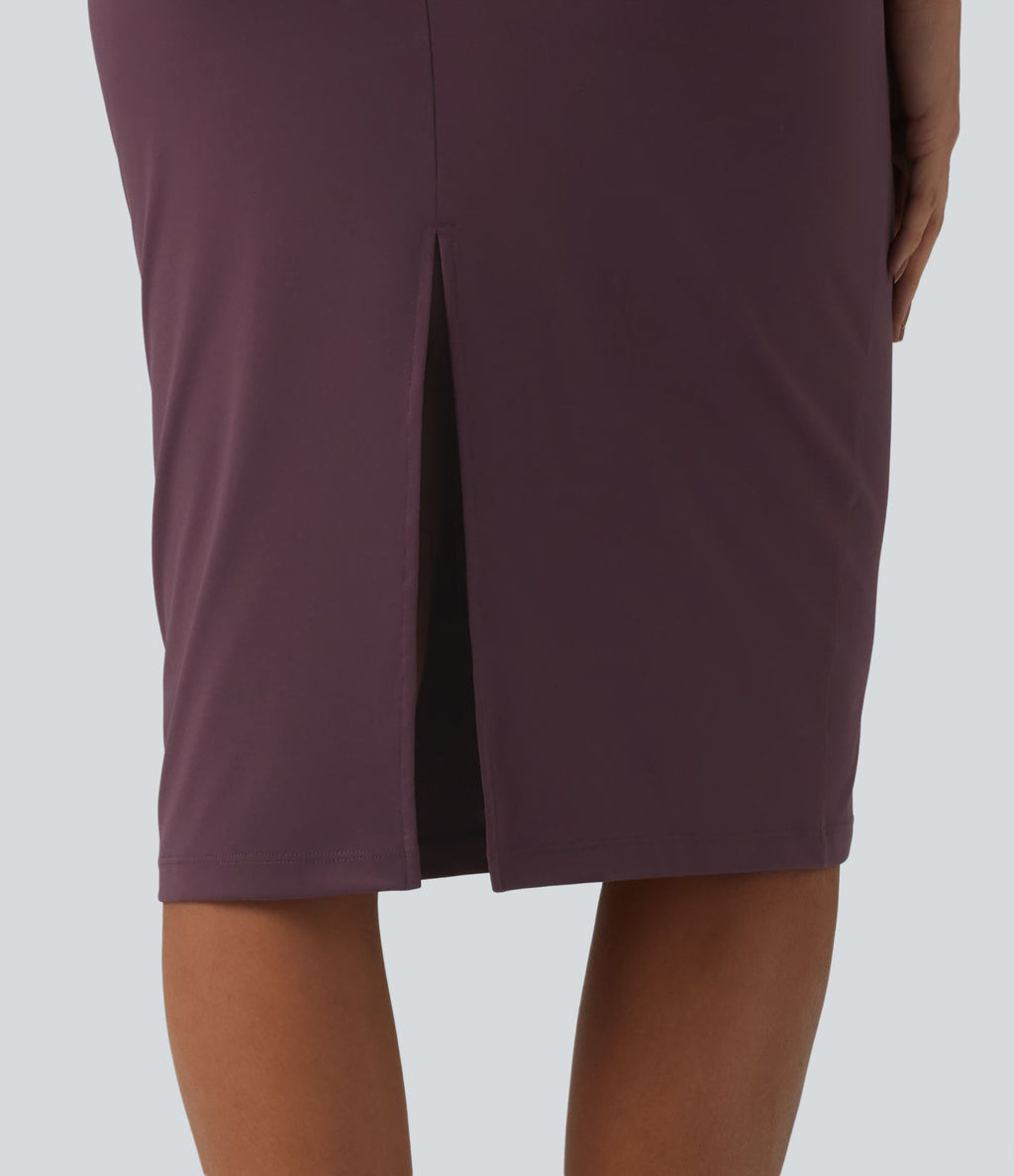 Robe fourreau midi sans manches col bateau pour le bureau