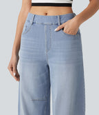 Jean Barrel 7/8 décontracté taille mi-haute avec poches Halara Flex™