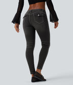 Jean skinny 7/8 décontracté taille basse Halara Flex™ avec poches
