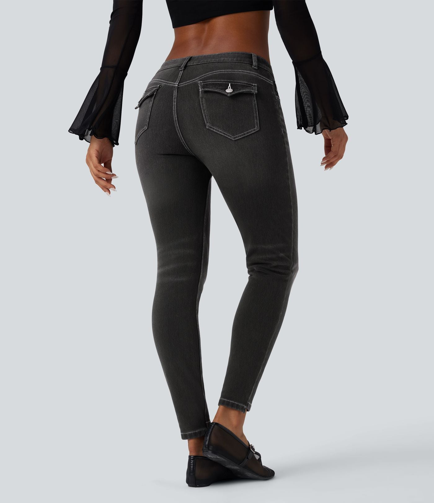 Jean skinny 7/8 décontracté taille basse Halara Flex™ avec poches