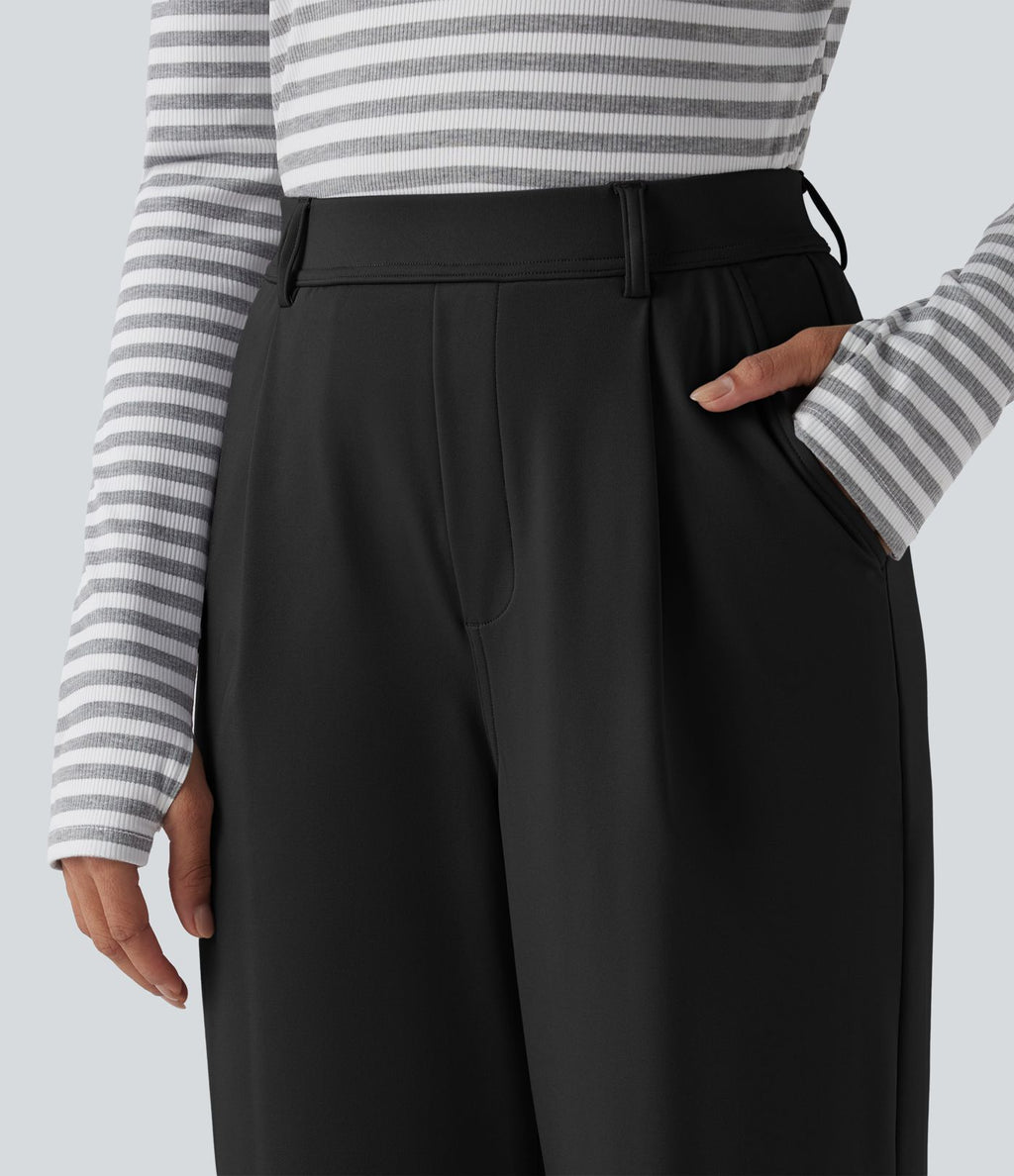 Pantalon tailleur jambes droites slim taille haute Halara Flex™ DayStretch avec poches