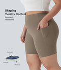 Short cycliste 17,5 cm d'entraînement gainant taille haute grande taille avec poches Halara UltraSculpt™