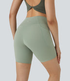 Softlyzero™ Short 17,5cm Yoga Taille Haute Crossover avec Poches Latérales