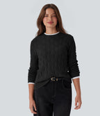 Pull décontracté col rond manches longues