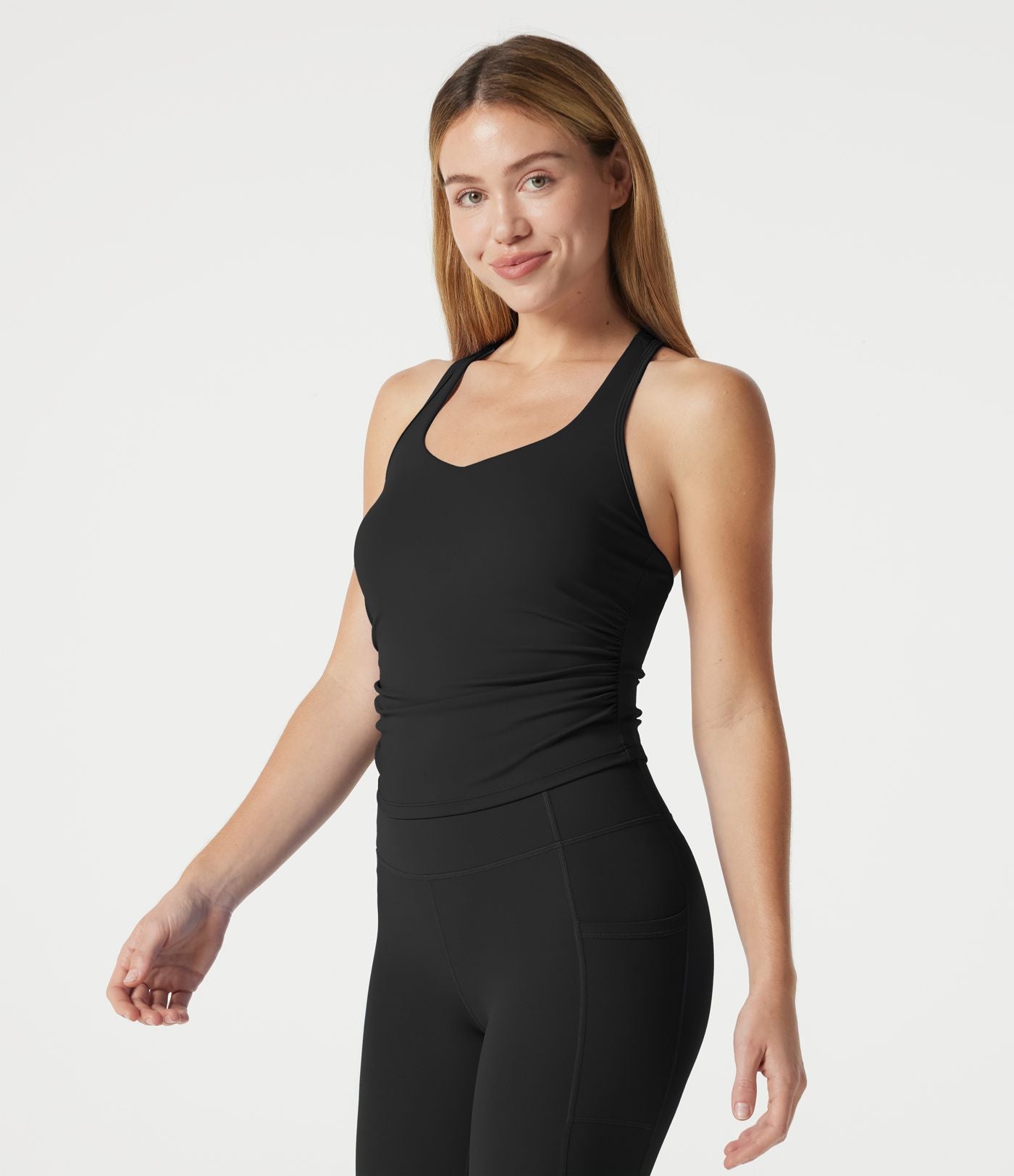 Débardeur SoftlyZero™ Airy décontracté col cœur dos nu froncé brassière intégrée effet frais InstantCool