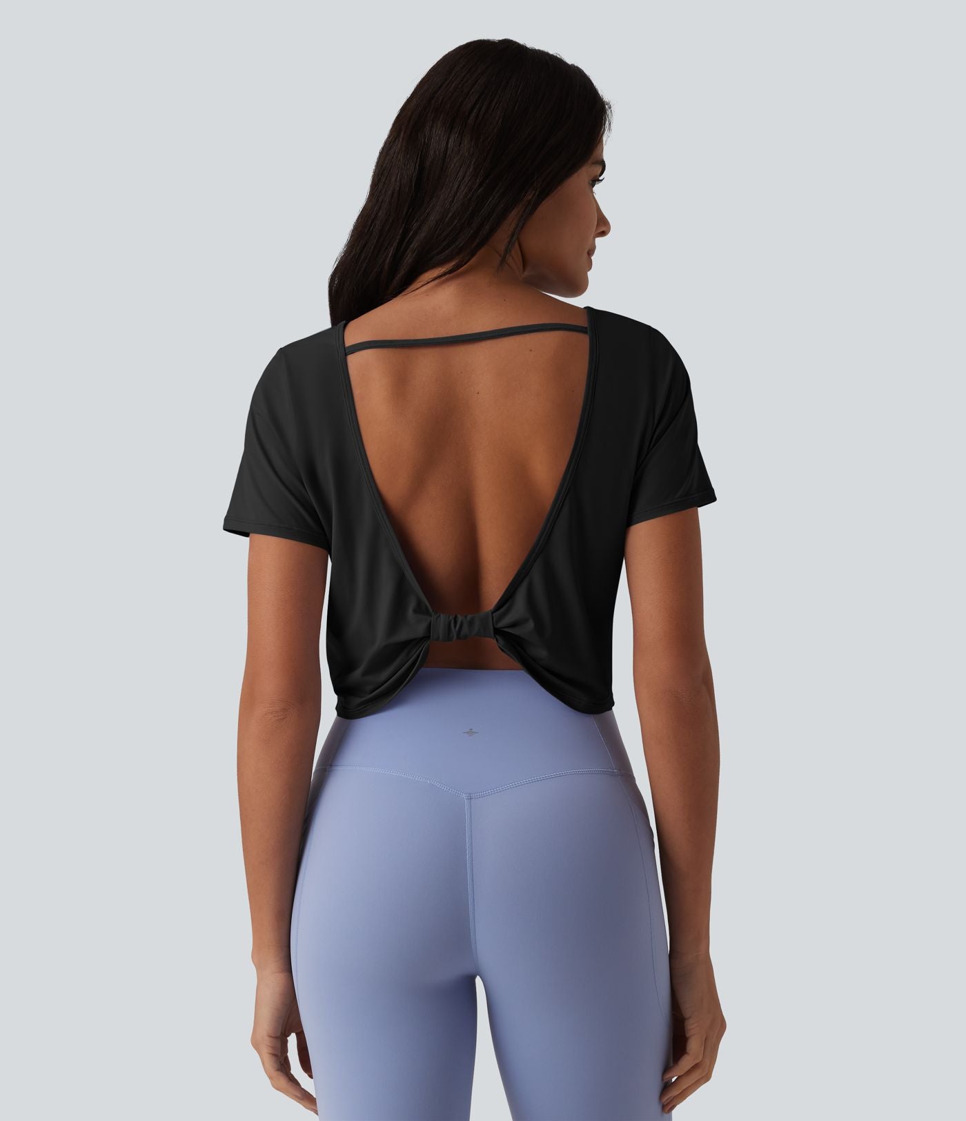 Haut de sport yoga col bateau manches courtes effet frais InstantCool dos ouvert, protection solaire UPF50+