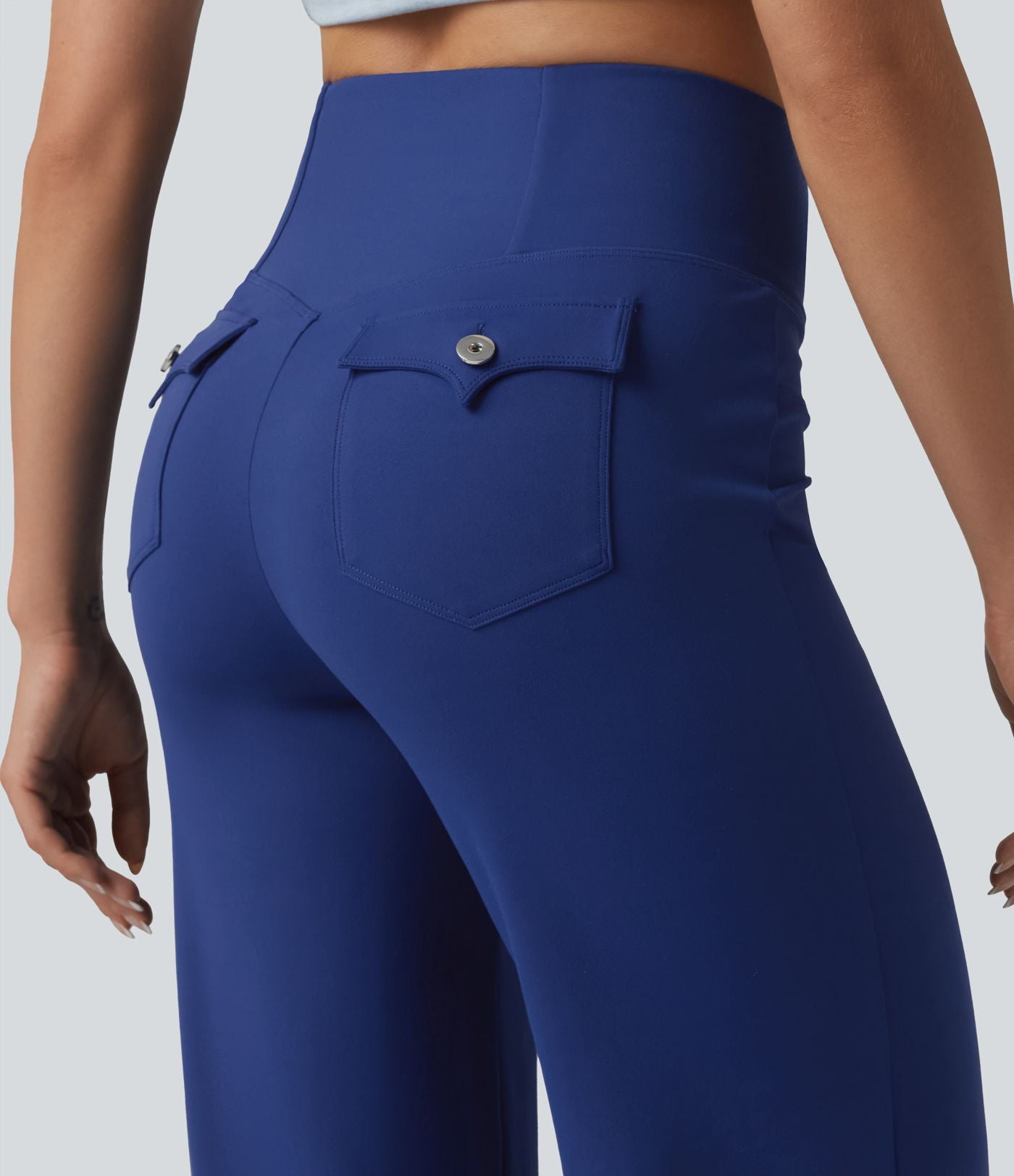 Pantalon bootcut casual DayStretch croisé taille haute ventre plat avec poches