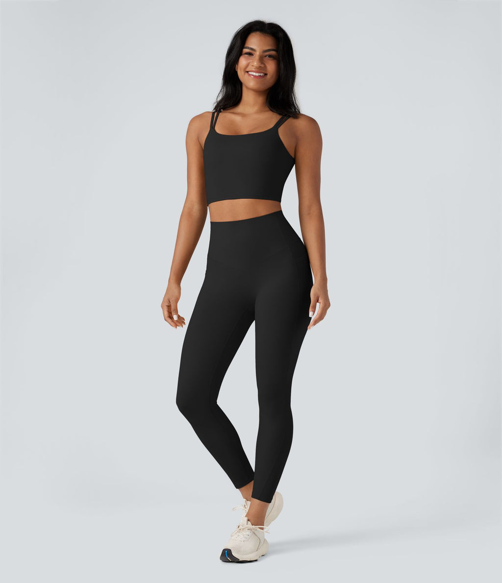 Débardeur yoga court Halara UltraSculpt™ double bretelles torsadé dos nu