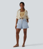 Short tailleur Halara Flex™ denim casual taille haute 7,5 cm avec poches