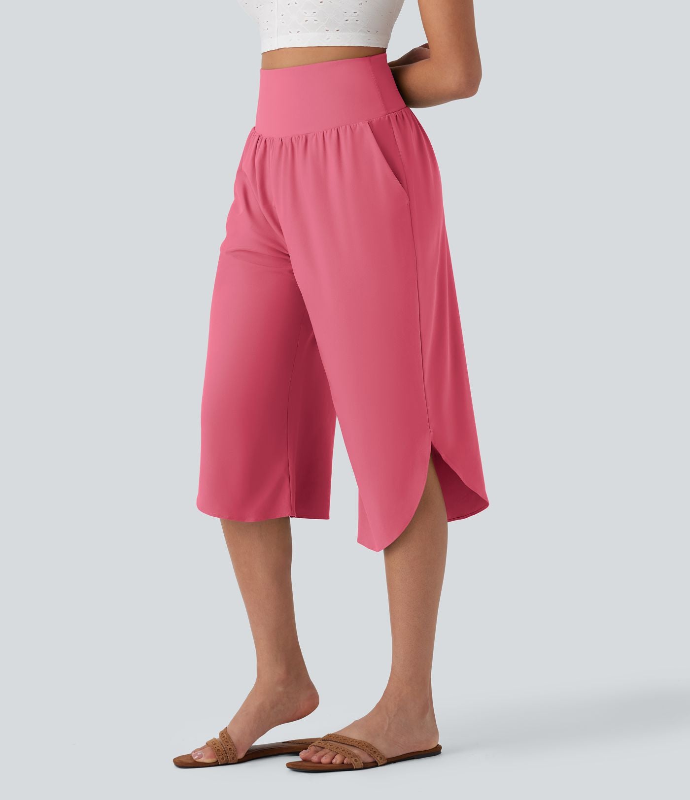 Pantalon corsaire gainant taille haute à ourlet asymétrique et séchage rapide avec poches Breezeful™