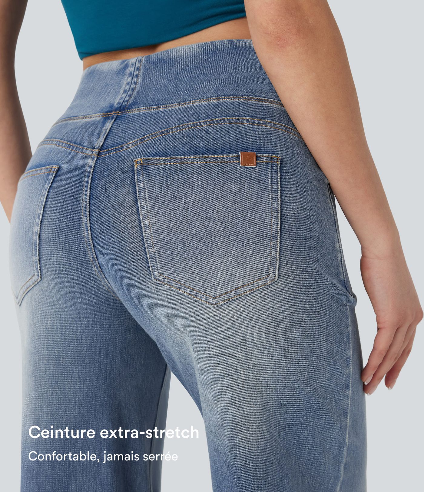 Jean décontracté ample gainant taille mi-haute avec poches Halara Flex™