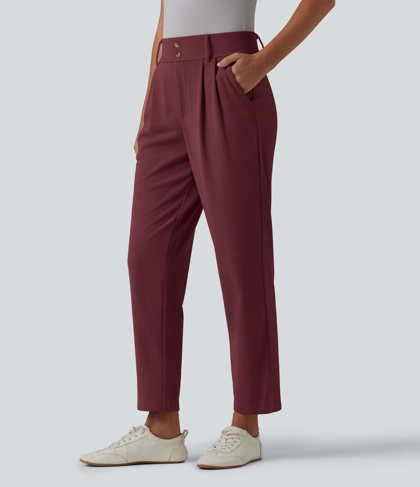 Halara Flex™ Pantalon tailleur fuselé taille haute en tissu gaufré avec poches