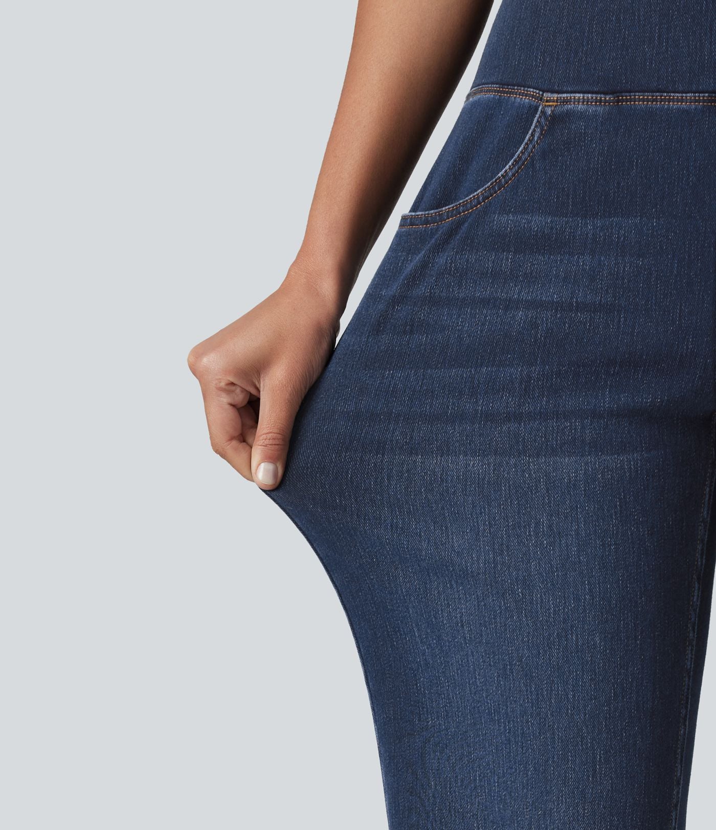 Jean skinny décontracté 7/8 Halara Flex™ taille haute, effet ventre plat, ourlet arrondi et poches
