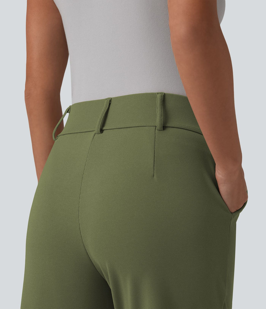 Halara Flex™ Pantalon tailleur fuselé taille haute en tissu gaufré avec poches