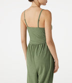 Combinaison jogging décontractée chinée à bretelles réglables, soutien-gorge intégré froncé et poches - Édition Easy Peasy