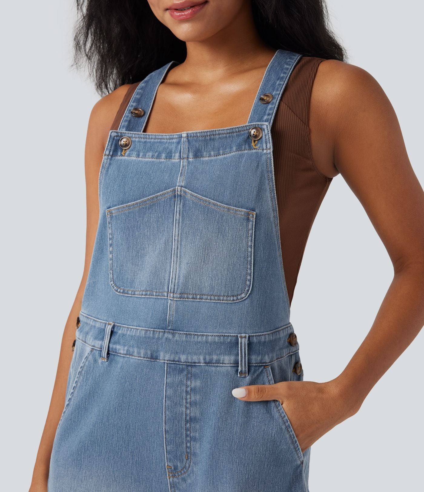 Salopette denim Halara Flex™ 7/8 coupe barrel avec poches