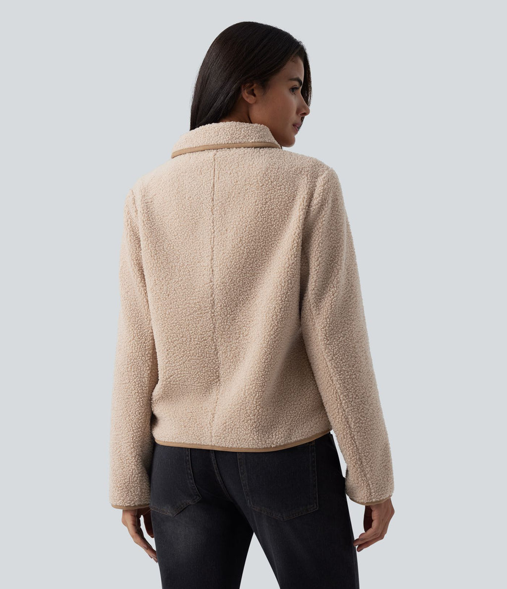 Veste casual sherpa col manches longues avec poches