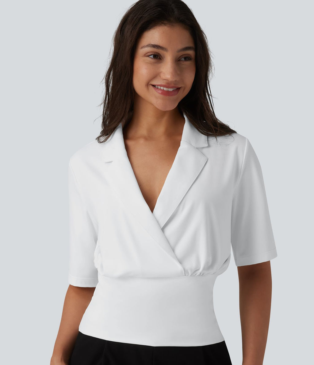 Haut SoftlyZero™ à revers pour le bureau, manches courtes, taille cintrée, protection solaire UPF50+