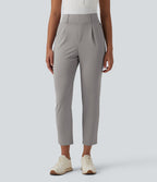 Pantalon de golf fuselé crêpe taille haute avec poches