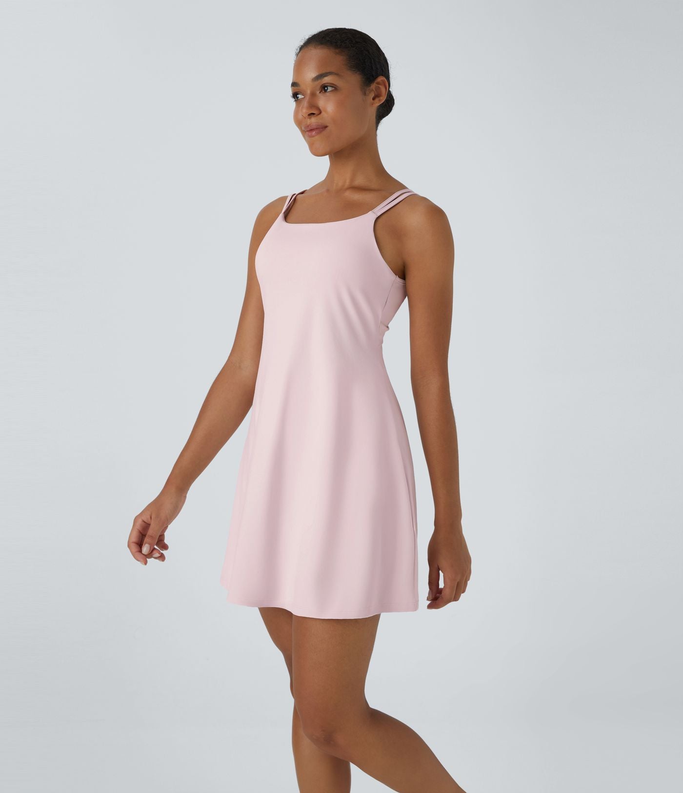 Robe de sport danse 2-pièces SoftlyZero™ Plush double bretelles caraco avec poche A-D