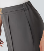 Pantalon tailleur droit taille haute avec poches
