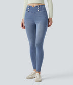 Legging 7/8 skinny en denim Halara Flex™ taille haute gainant avec poches