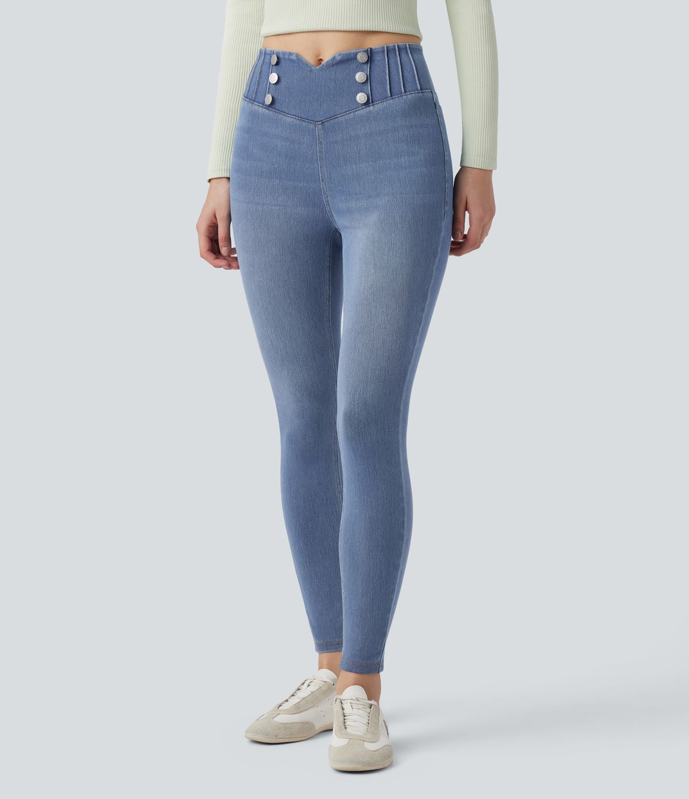 Legging 7/8 skinny en denim Halara Flex™ taille haute gainant avec poches
