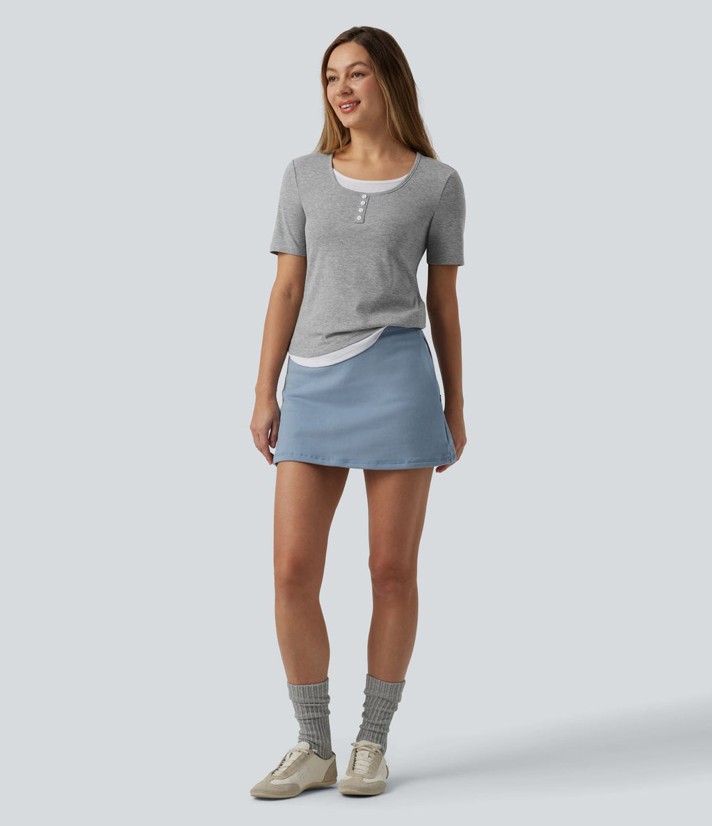 T-shirt casual color block col rond et manches courtes