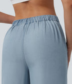 Jean large décontracté taille mi-haute en lyocell avec poches