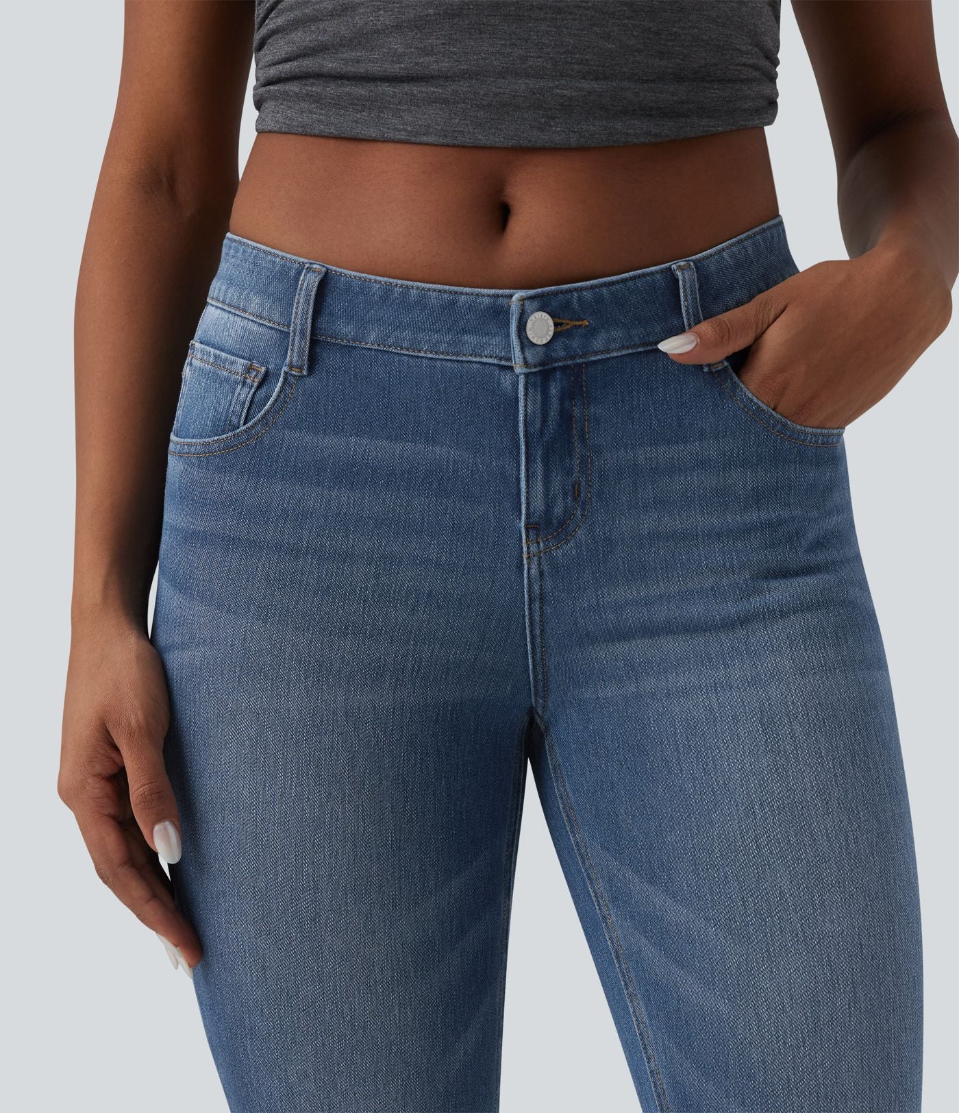 Jean skinny 7/8 décontracté taille basse Halara Flex™ avec poches