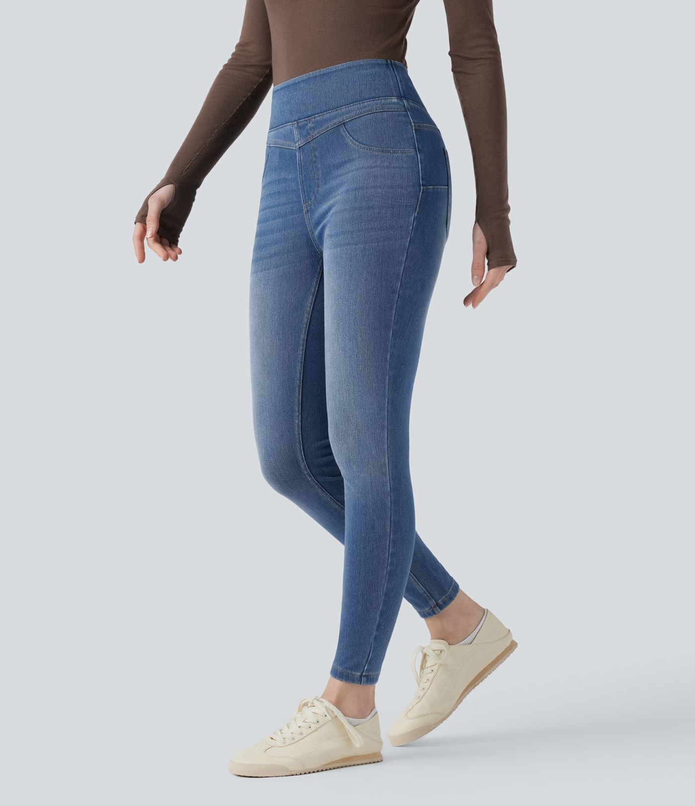 Legging skinny 7/8 en denim Halara Flex™ taille haute gainant avec poches