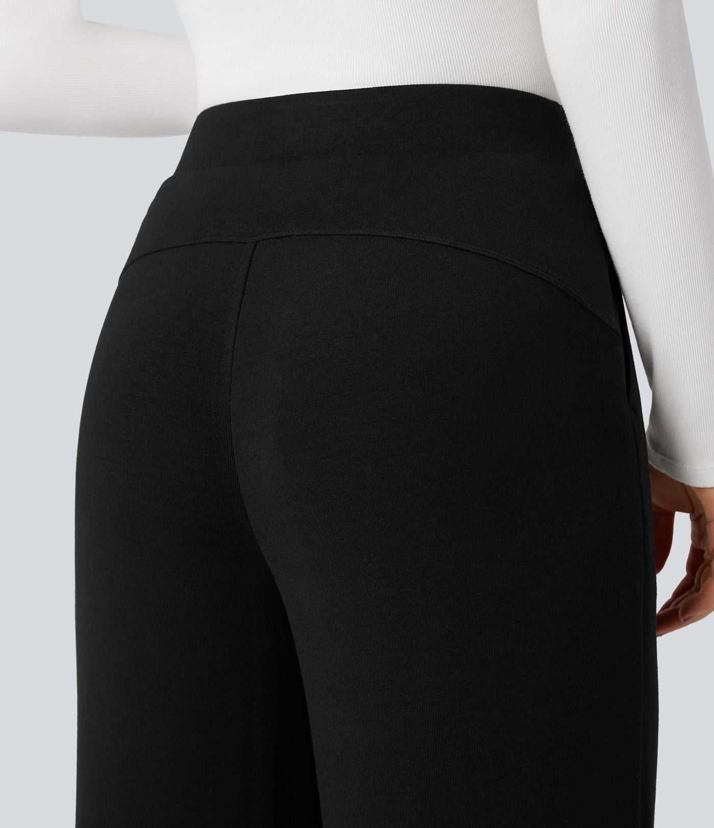 Pantalon taille haute large thermique confortable avec poches