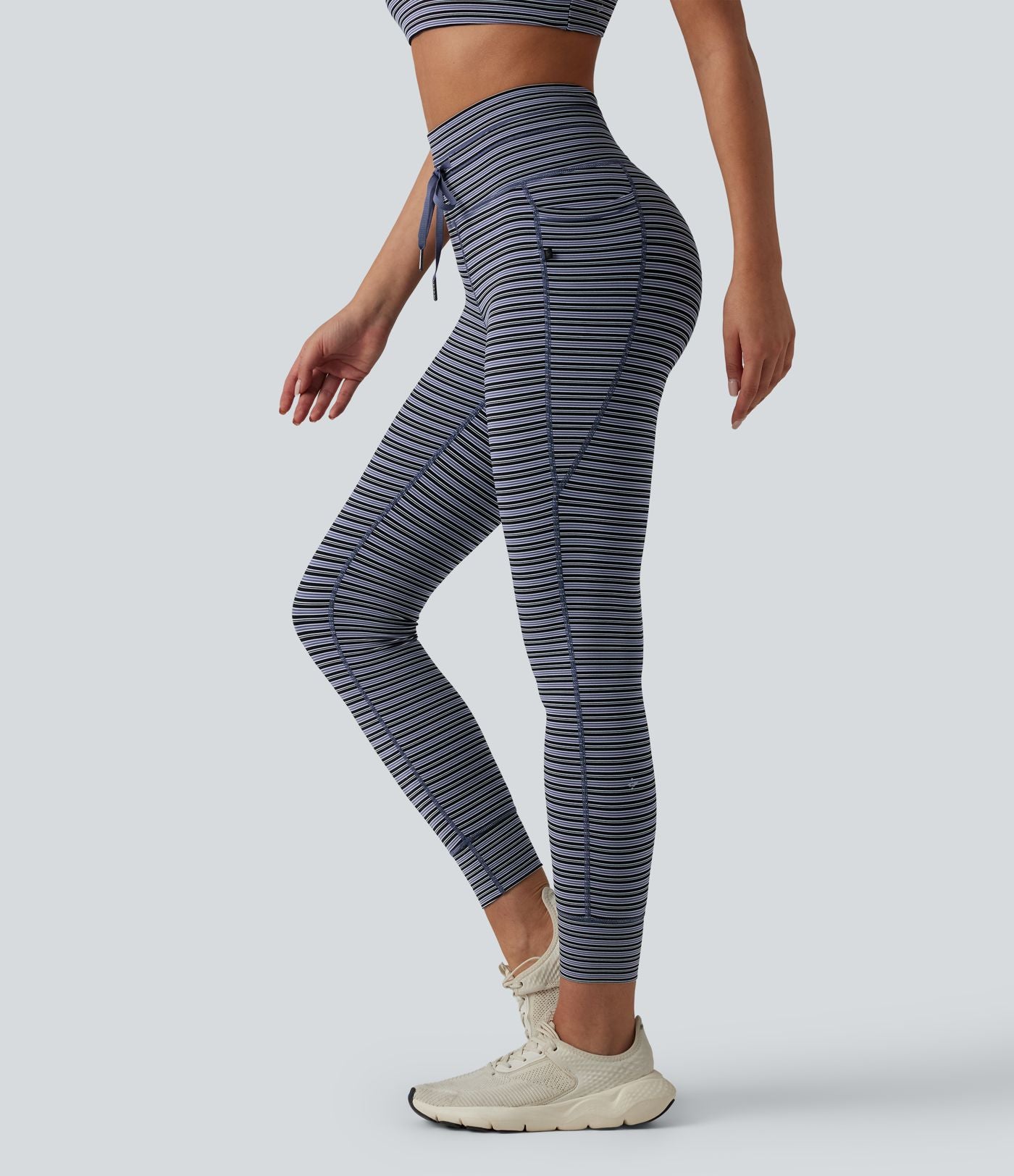 Halara UltraSculpt™ Legging de yoga taille haute jacquard à rayures avec cordon de serrage et poches